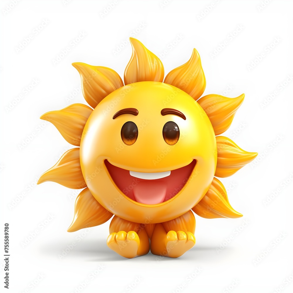 smiling sun cartoon on white background