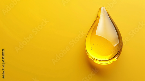 Oil or honey drop on yellow background.