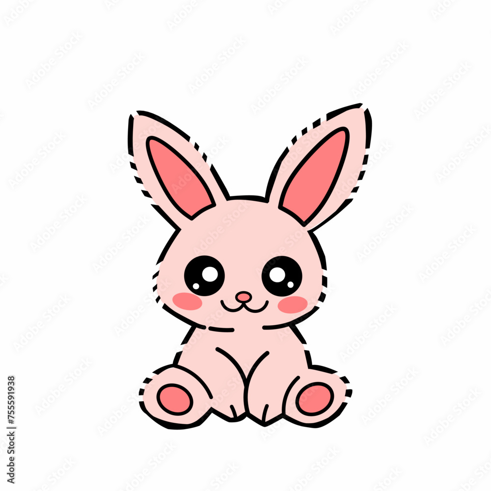 Fototapeta premium Cute Rabbit cartoon character. Happy Easter Bunny Vector illustration
