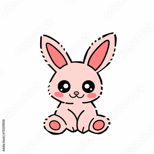 Cute Rabbit cartoon character. Happy Easter Bunny Vector illustration