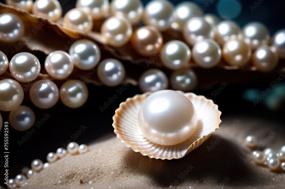 Large white pearl in a shell. Large white pearl in a shell.