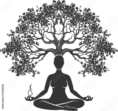 
Illustration of a solitary Yoga tree, symbolizing the tree of life, set against a white background in vector format.