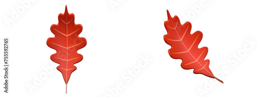 cartoon red leaves on a white background 3d rendering