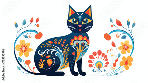 Cute cats mascots adorable in the park flat vector