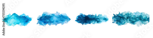 Cyan watercolor stain isolated on transparent background