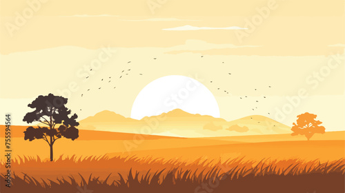 Field landscape background illustration