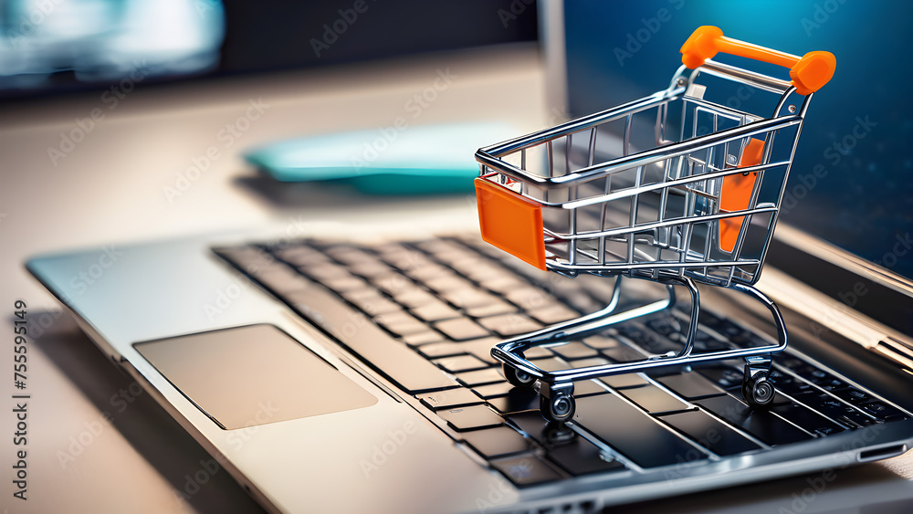 shopping cart on the computer