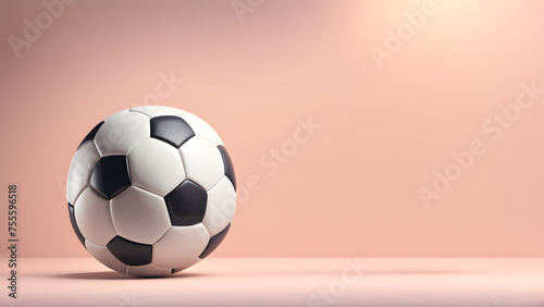 3D Soccer Ball on Clean Pastel Background for Branding Strategies and Marketing Masterstrokes photo