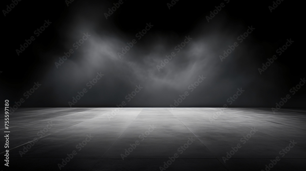 Abstract image of dark room concrete floor.