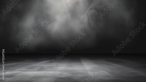 Abstract image of dark room concrete floor. © Gefer