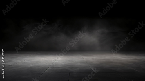 Abstract image of dark room concrete floor.