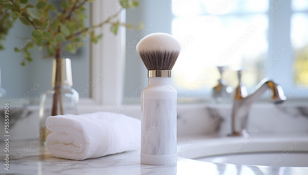 soap dispenser and hair brush on white bathroom background. soap dispenser and hair brush on white bathroom background.