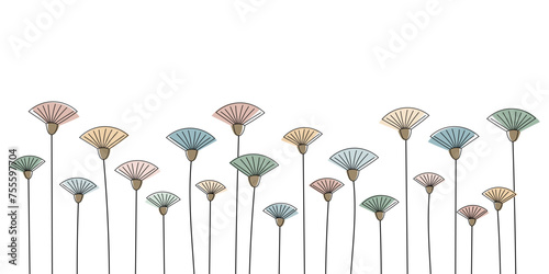 Banner mit modernen abstrakten Blumen in Pastellfarben. Freier Platz für Text. Vorlage für Einladungen, Grußkarten, Social Media Posts und Werbung.