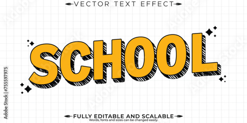 School text effect, editable learn and student text style