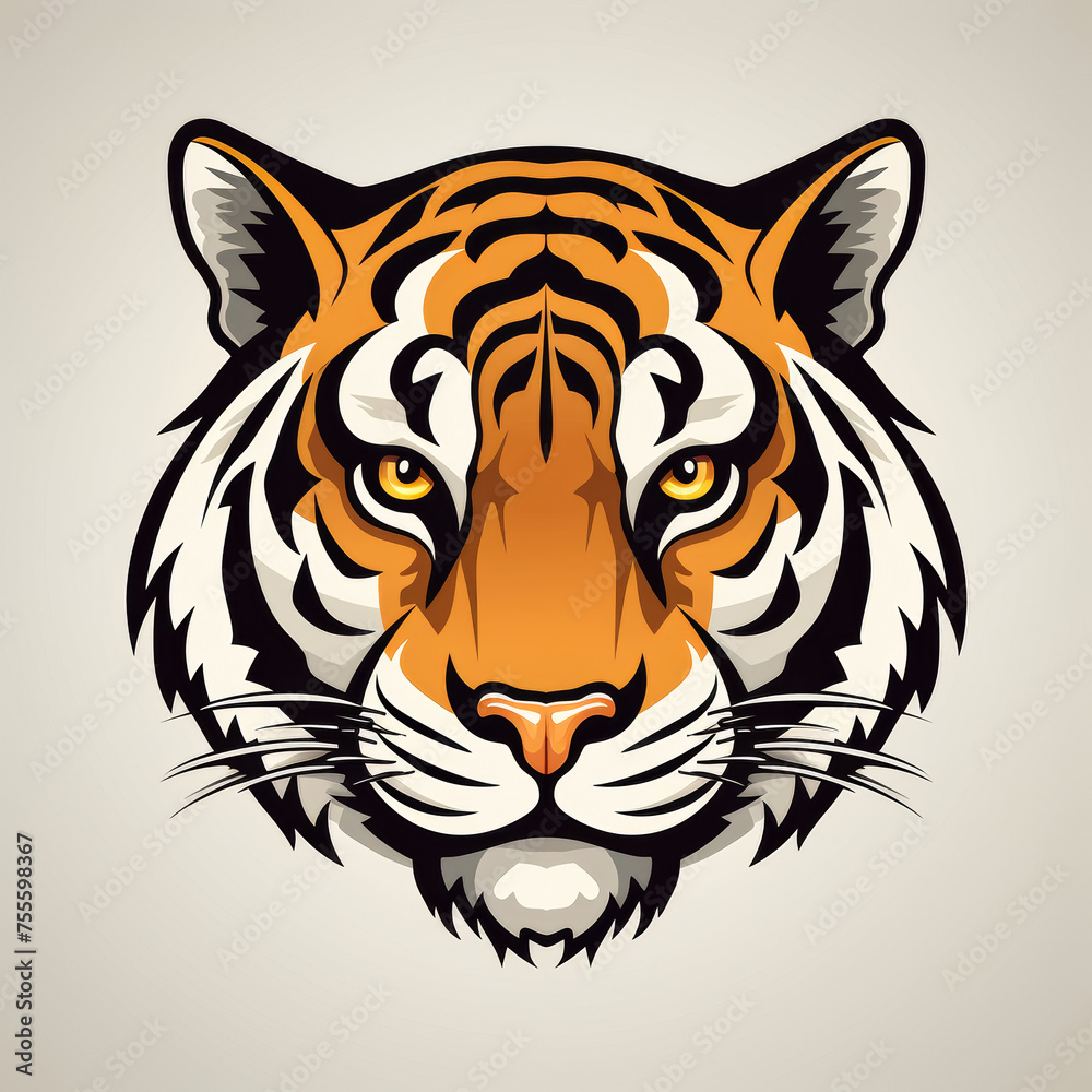 Logo illustration, vector, simple, Tiger --no text --chaos 30 --style raw --stylize 250 Job ID: a2abd49f-5c13-4a73-8d72-dd9bb9dfb6d1