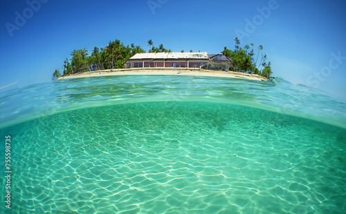 an island with a paradisiacal beach in the Caribbean Sea