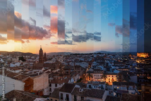 Time Slice of the sunset over the city of antequera photo