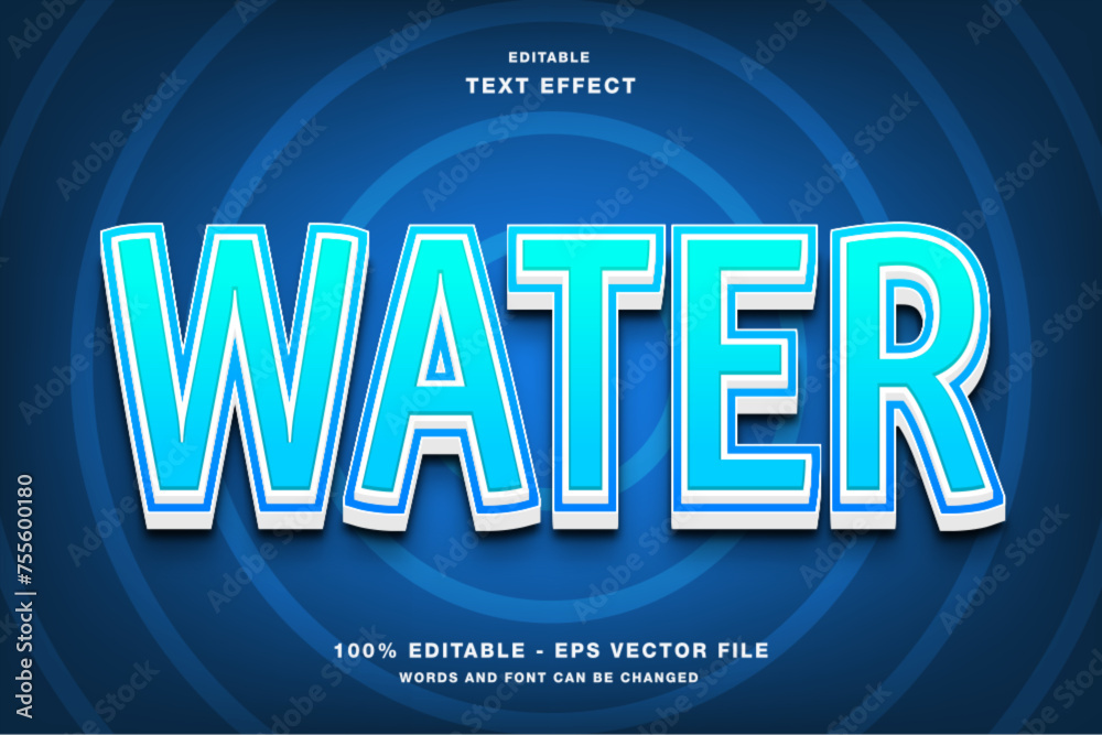 Blue Water 3d Editable Text Effect Template Style Premium Vector
