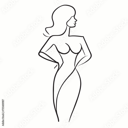 outline the stylish silhouette with simple lines, conveying a sense of simplicity and sophistication, vector illustration line art