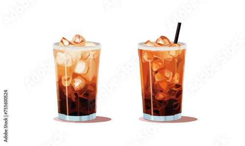 Iced coffee isolated vector style with transparent background illustration