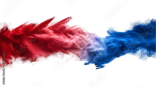 Haiti flag colours powder exploding on isolated background photo