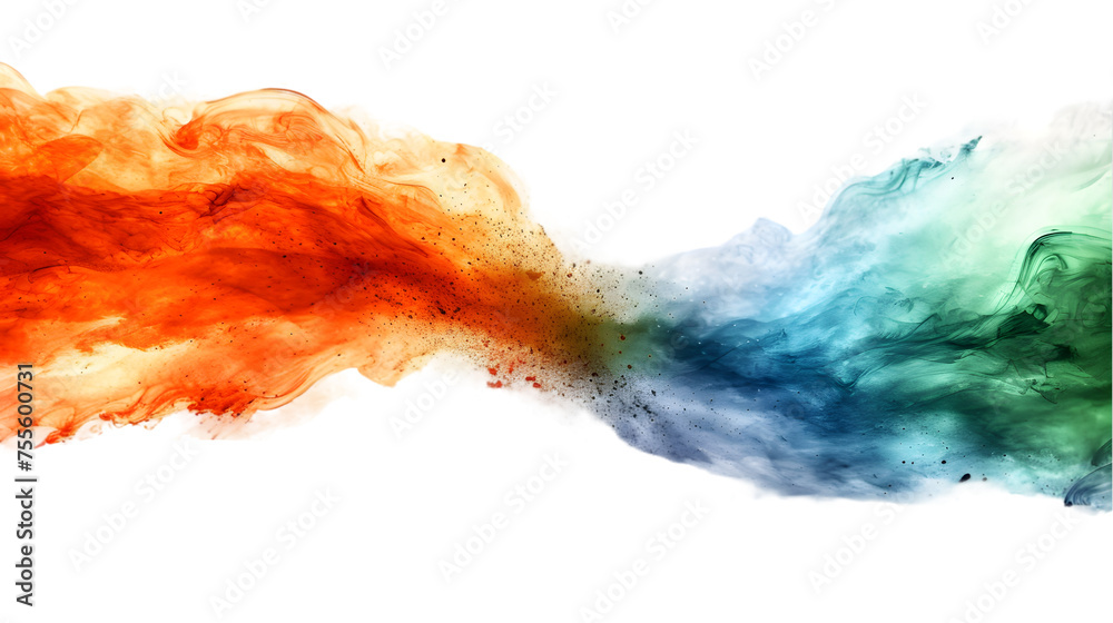Fototapeta premium India flag colours powder exploding on isolated background