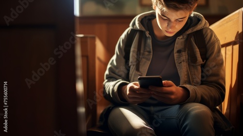 Wallpaper Mural teenager texting on cellphone Torontodigital.ca