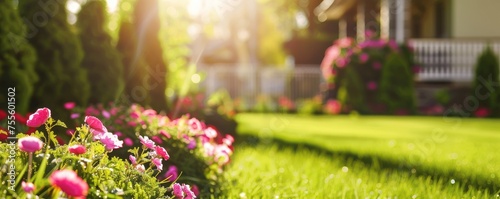 garden with colorful flowers photo