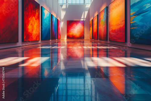 Kunst Gallerie mit Gemälden an der Wand photo