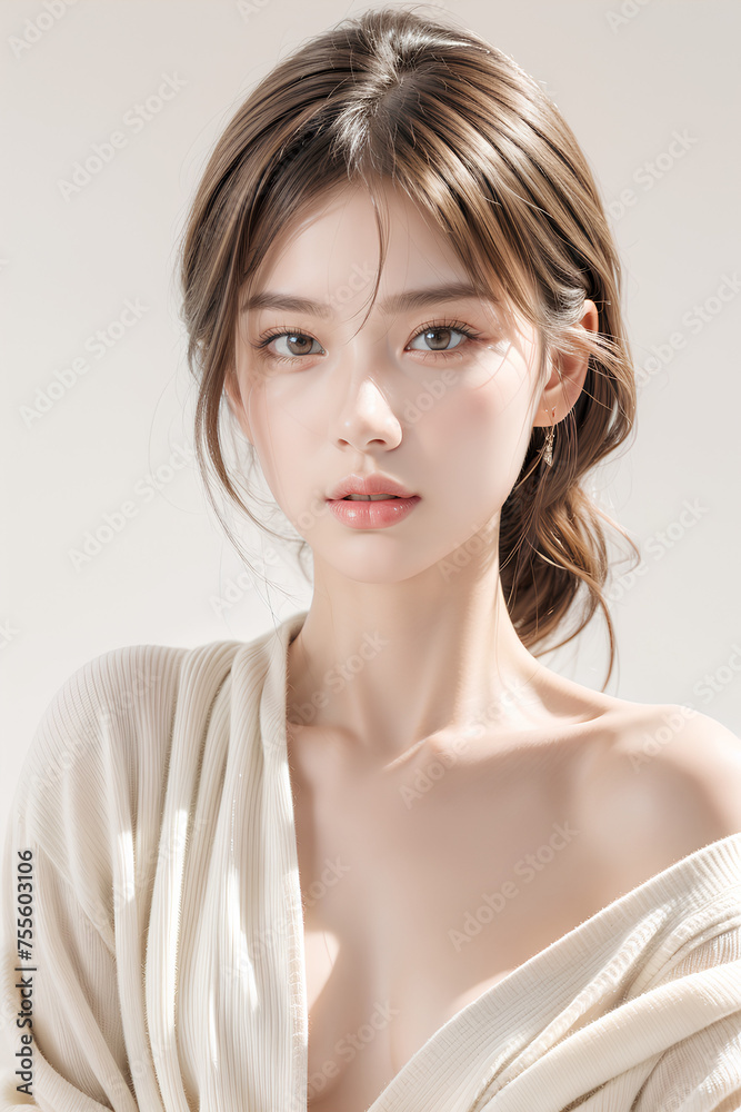 Gorgeous Young Female Model - Fashion or Cosmetics Model - Beauty with Perfect Fine Features - Beautiful Smooth Hair Gorgeous Young Female Model - Fashion or Cosmetics Model - Beauty with Perfect Fine Features - Beautiful Smooth Hair
