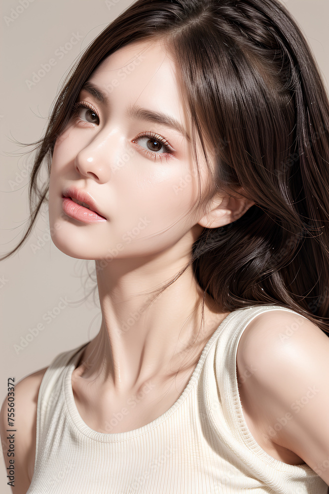 Gorgeous Young Female Model - Fashion or Cosmetics Model - Beauty with Perfect Fine Features - Beautiful Smooth Hair Gorgeous Young Female Model - Fashion or Cosmetics Model - Beauty with Perfect Fine Features - Beautiful Smooth Hair