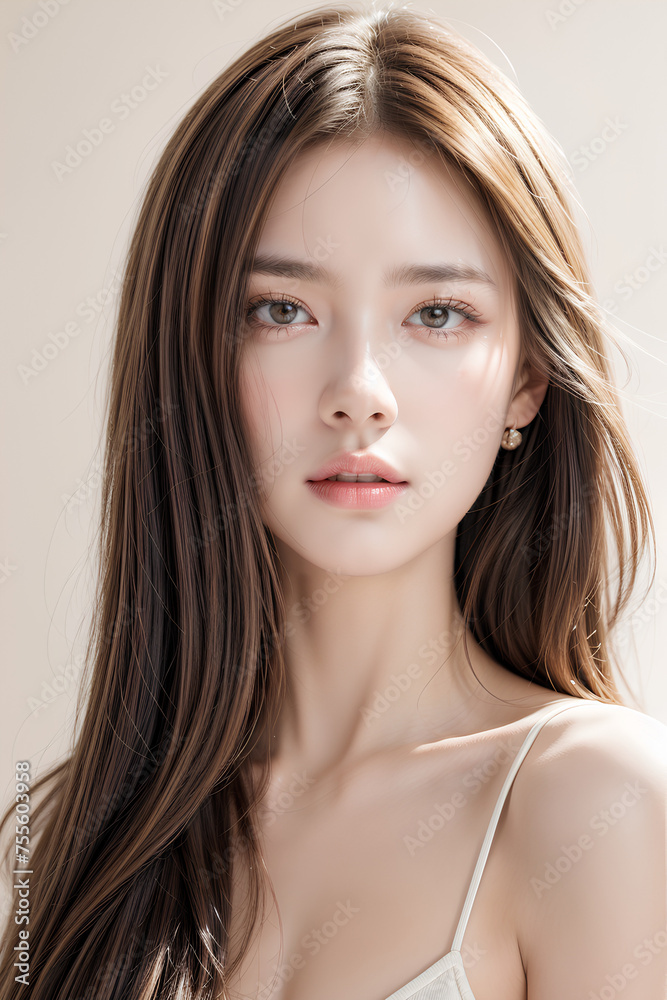 Gorgeous Young Female Model - Fashion or Cosmetics Model - Beauty with Perfect Fine Features - Beautiful Smooth Hair Gorgeous Young Female Model - Fashion or Cosmetics Model - Beauty with Perfect Fine Features - Beautiful Smooth Hair