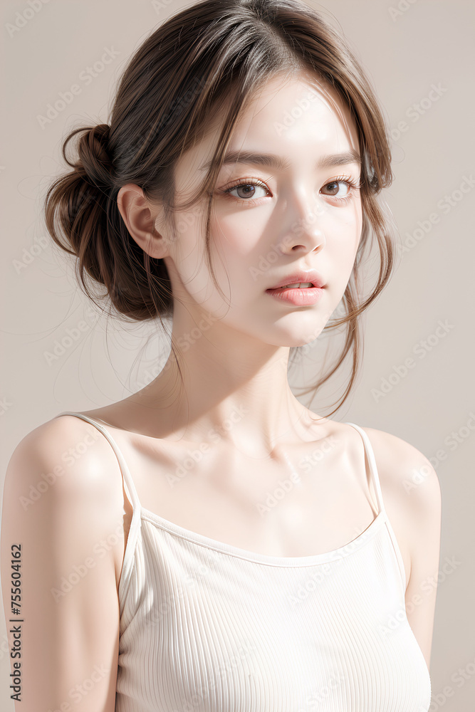 Gorgeous Young Female Model - Fashion or Cosmetics Model - Beauty with Perfect Fine Features - Beautiful Smooth Hair Gorgeous Young Female Model - Fashion or Cosmetics Model - Beauty with Perfect Fine Features - Beautiful Smooth Hair