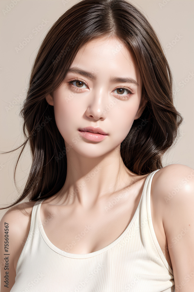 Gorgeous Young Female Model - Fashion or Cosmetics Model - Beauty with Perfect Fine Features - Beautiful Smooth Hair Gorgeous Young Female Model - Fashion or Cosmetics Model - Beauty with Perfect Fine Features - Beautiful Smooth Hair