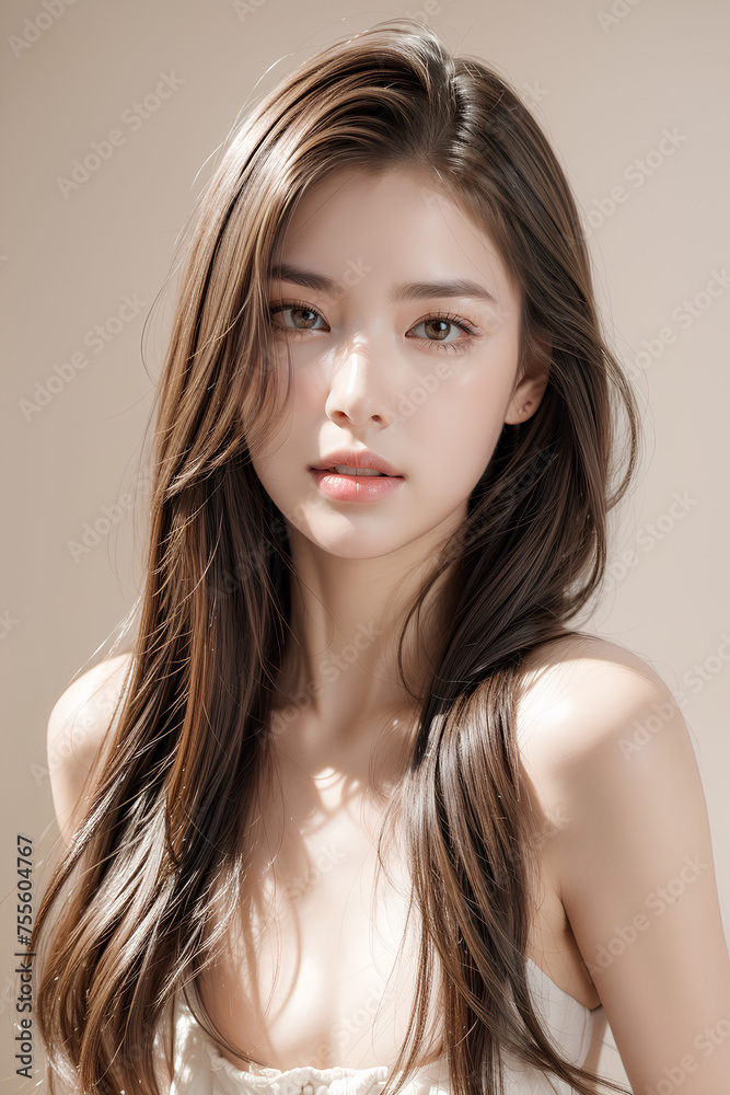 Gorgeous Young Female Model - Fashion or Cosmetics Model - Beauty with Perfect Fine Features - Beautiful Smooth Hair Gorgeous Young Female Model - Fashion or Cosmetics Model - Beauty with Perfect Fine Features - Beautiful Smooth Hair