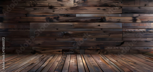 Wooden wall  Texture of wooden boards. Background for design - Ai Generated