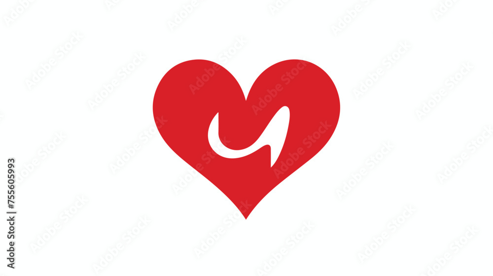 Heart Glyph Vector Icon. Isolated on the White background