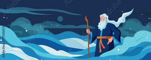 happy passover banner template with moses illustration