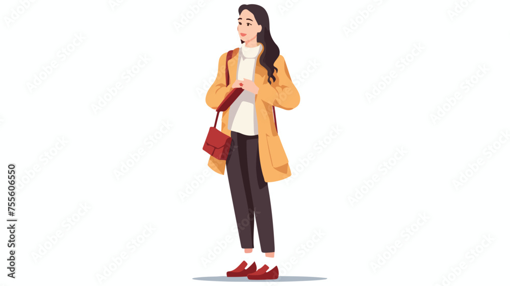 Illustration of a female student standing flat Vector