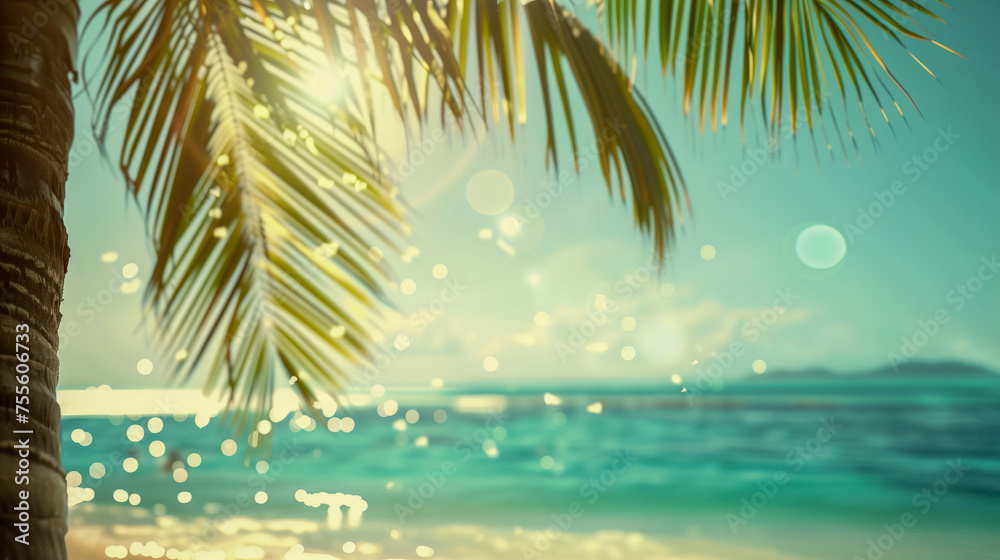 Palm tree on a beautiful white sand beach; travel memories Palm tree on a beautiful white sand beach; travel memories