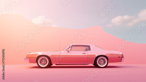 Pink car on a pink background. © yasir