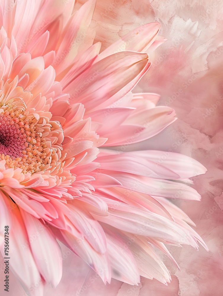 Fototapeta premium A romantic and dreamy floral background created from a close-up image of a Gerbera flower