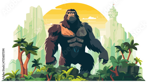 King kong is king of jungle .. flat vector isolated