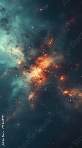 Fiery Star Formation in Blue and Orange Nebula.