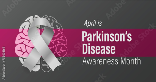Parkinson's Disease Awareness Month campaign banner. Progressive degeneration of nerve cells. Brain disorder. Observed in April yearly.