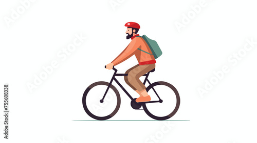 Man on the bicycle. Happy man riding the bicycle. Is