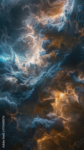Abstract Cloudscape with Blue and Orange Lighting.