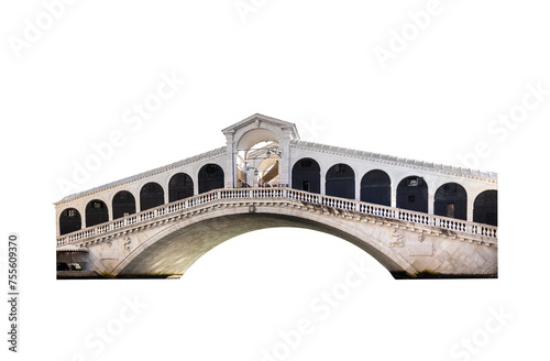 Rialto Bridge in Venice, Italy isolated on transparent white. Design element