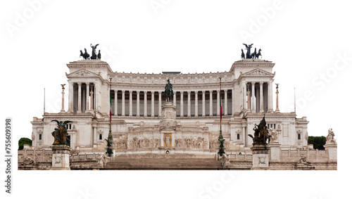 Victor Emmanuel II Monument in Rome, Italy isolated on transparent white. Design element
