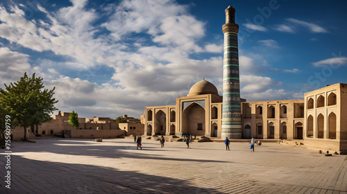 Poi Kalon mosque and minaret in Bukhara, Uzbekista.